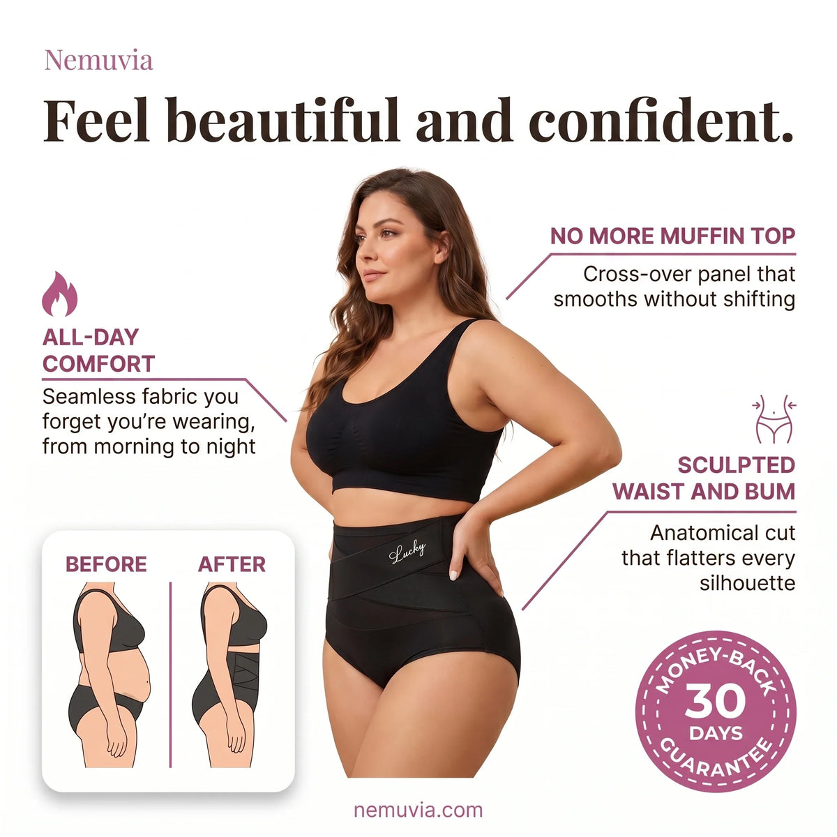 Feel beautiful and confident — high-waist shaping briefs